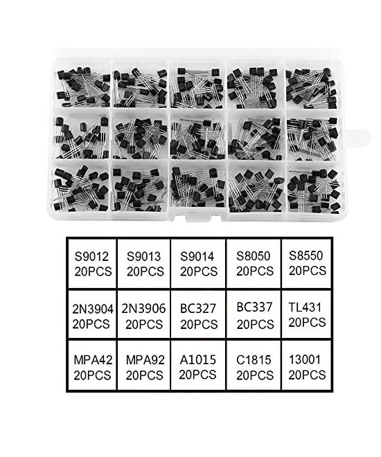 Transistores NPN, PNP 15 valores (Caja 300 unidades)