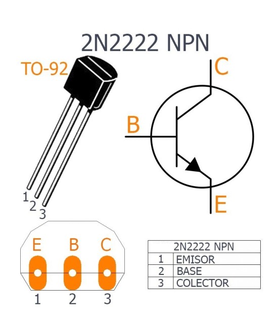 Transistores 2N2222A NPN TO-92 (100 unidades)
