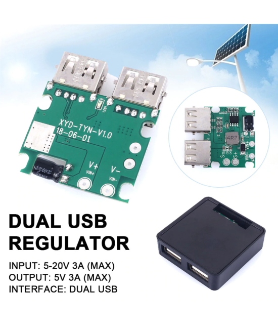 Regulador dual de carga para panel solar 5V 3A