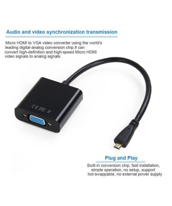 Convertidor Micro HDMi a VGA mas audio