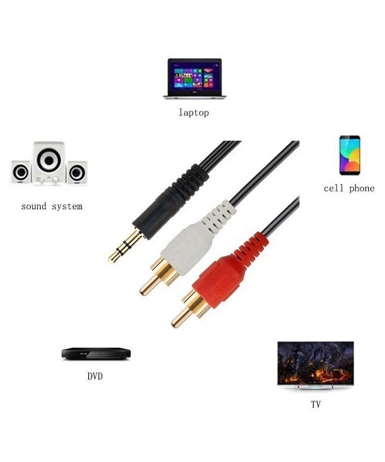 Cable de Audio de 3.5mm a RCA 1.5 y 2.5Metros/8Pies