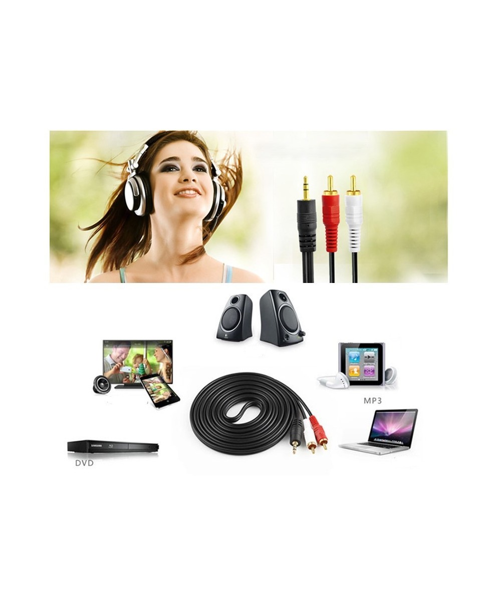 Cable de Audio de 3.5mm a RCA 1.5 y 2.5Metros/8Pies