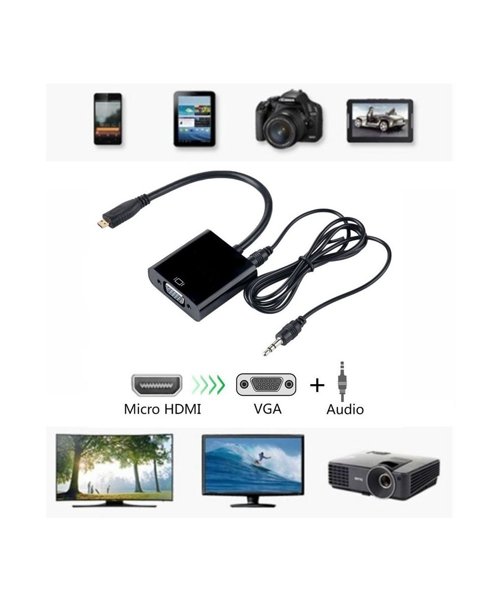Convertidor Micro HDMi a VGA mas audio