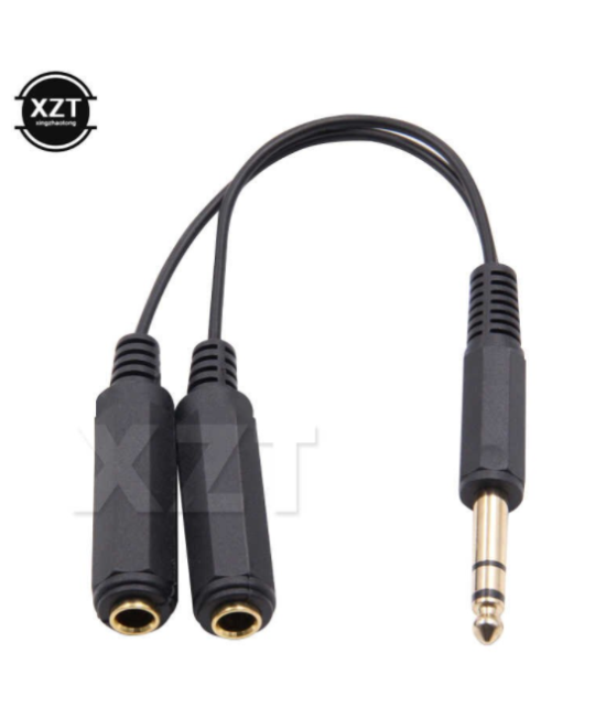 Splitter de Audio 1/4" (6.35mm) una entrada macho dos salidas hembra
