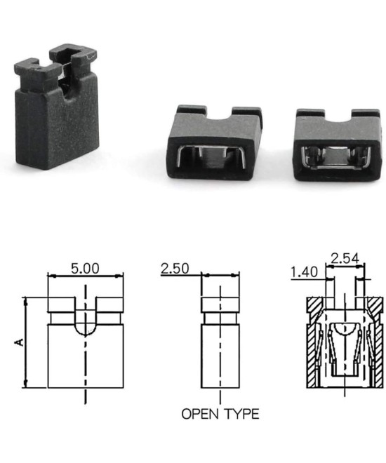 Mini Jumpers 2.54mm 2 pin (Set de 10)