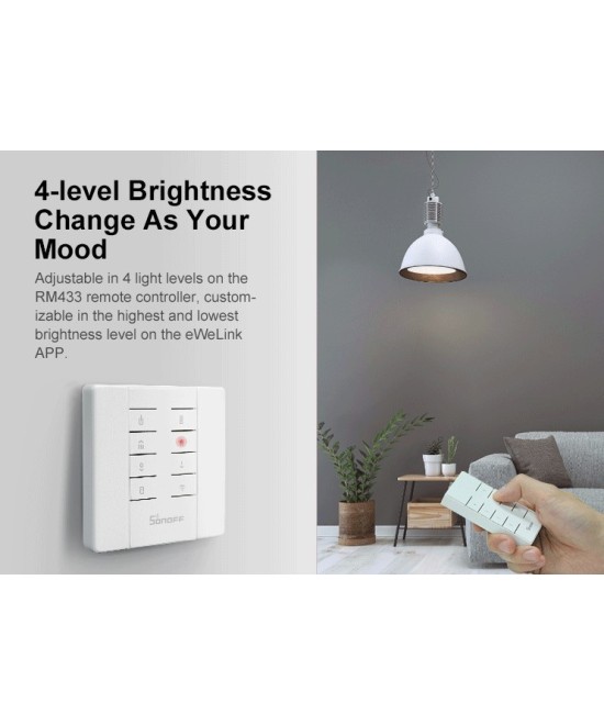 Interruptor Dimmer D1 con control 433mhz y base Inteligente Sonoff