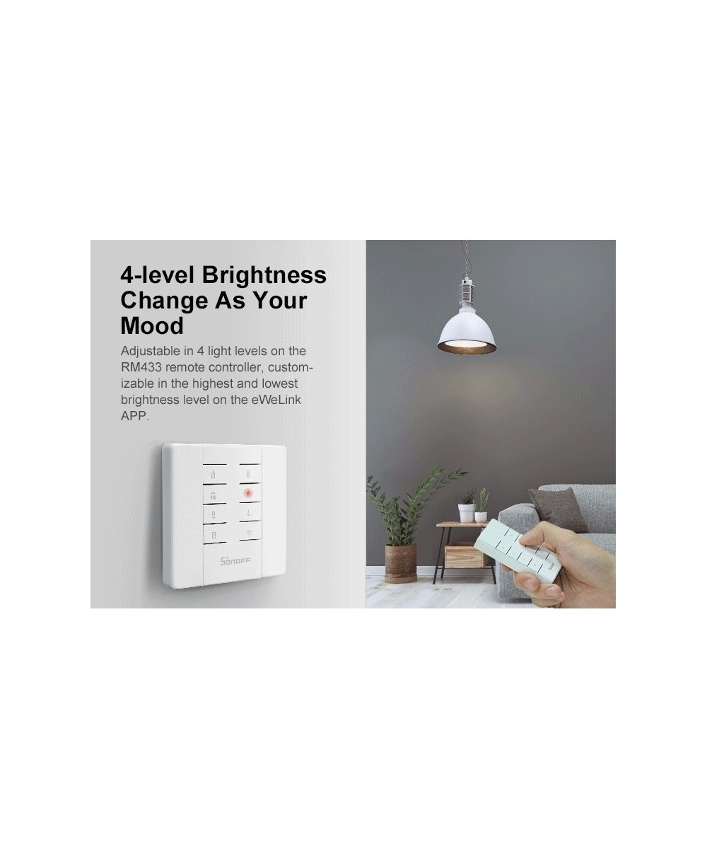 Interruptor Dimmer D1 con control 433mhz y base Inteligente Sonoff