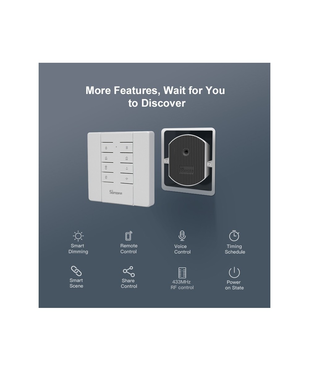 Interruptor Dimmer D1 con control 433mhz y base Inteligente Sonoff