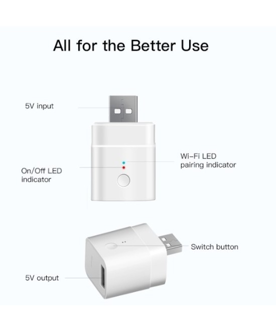 Adaptador USB 5V Micro Inteligente WIFI  Sonoff