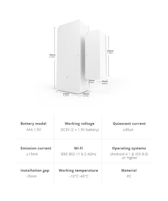 Sensor para puertas y ventanas inteligente Wifi  Sonoff DW2
