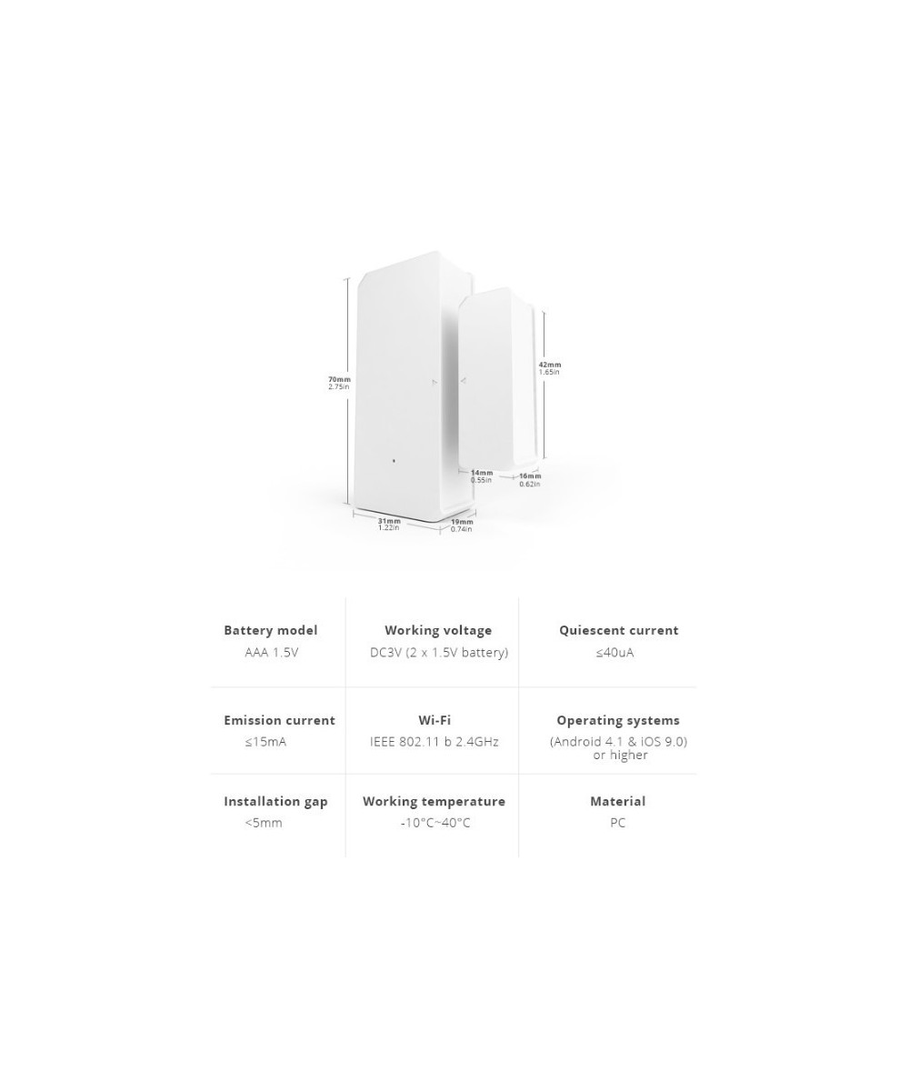Sensor para puertas y ventanas inteligente Wifi  Sonoff DW2