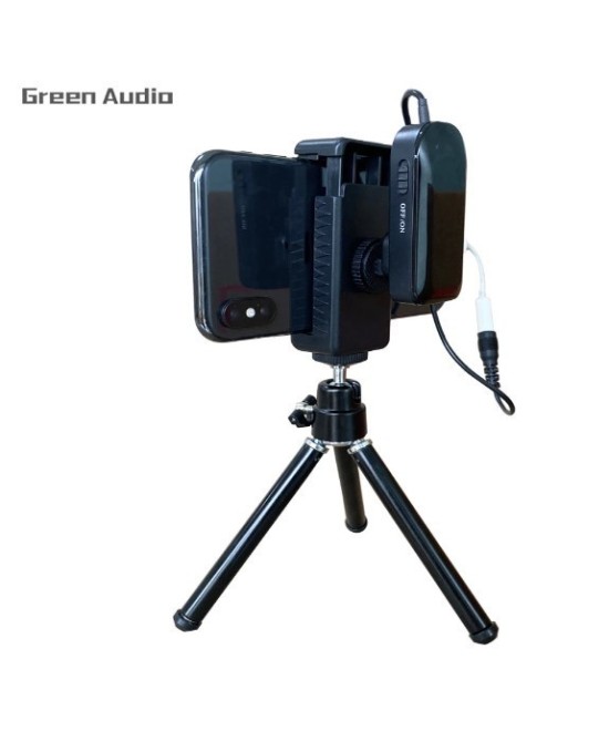 Micrófono Lavalier Green Audio GAW-7511C inálambrico con trípode para celular