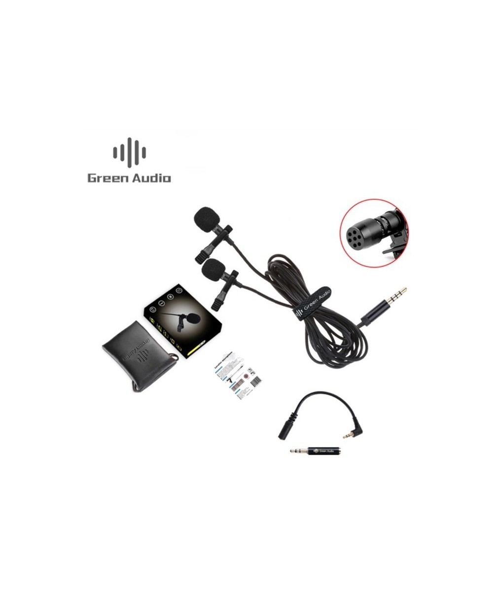 Mini micrófono doble lavalier para celular Green Audio GAM-16D