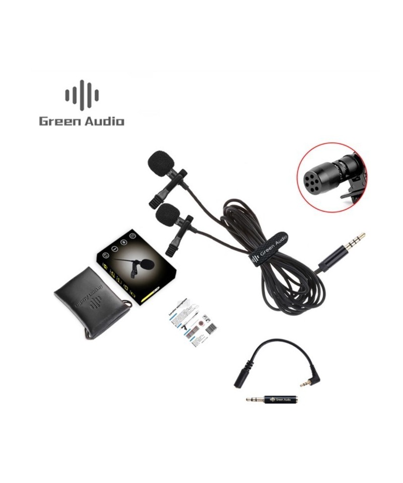 Mini micrófono doble lavalier para celular Green Audio GAM-16D
