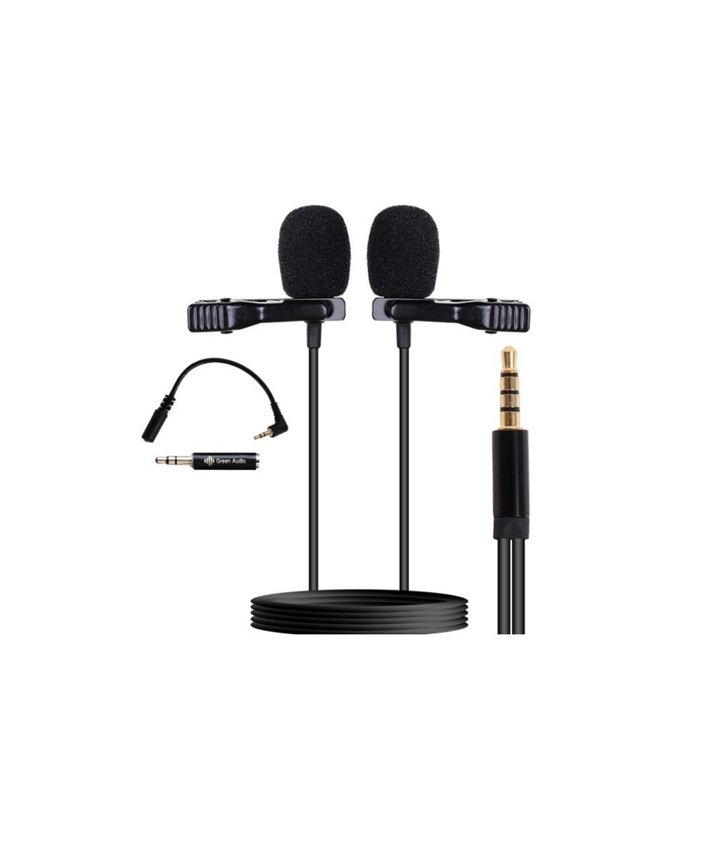 Mini micrófono doble lavalier para celular Green Audio GAM-16D