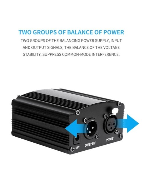 Fuente para microfono de condensador 48V DC (Phantom)