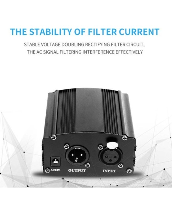 Fuente para microfono de condensador 48V DC (Phantom)