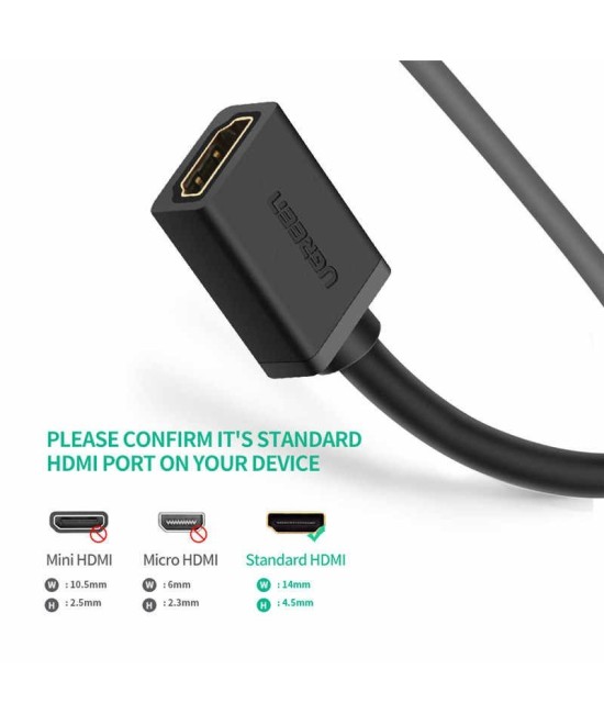 Extensión HDMI UGREEN macho a hembra 2.0 alargado 4K HD TV 2M