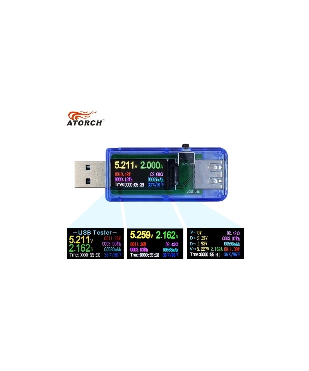 Medidor de voltaje y corriente USB Atorch U96
