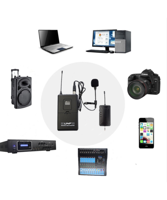 Microfonos Inalambricos M-202 UHF con 1 Receptor 3.5mm y 2 Transmisores