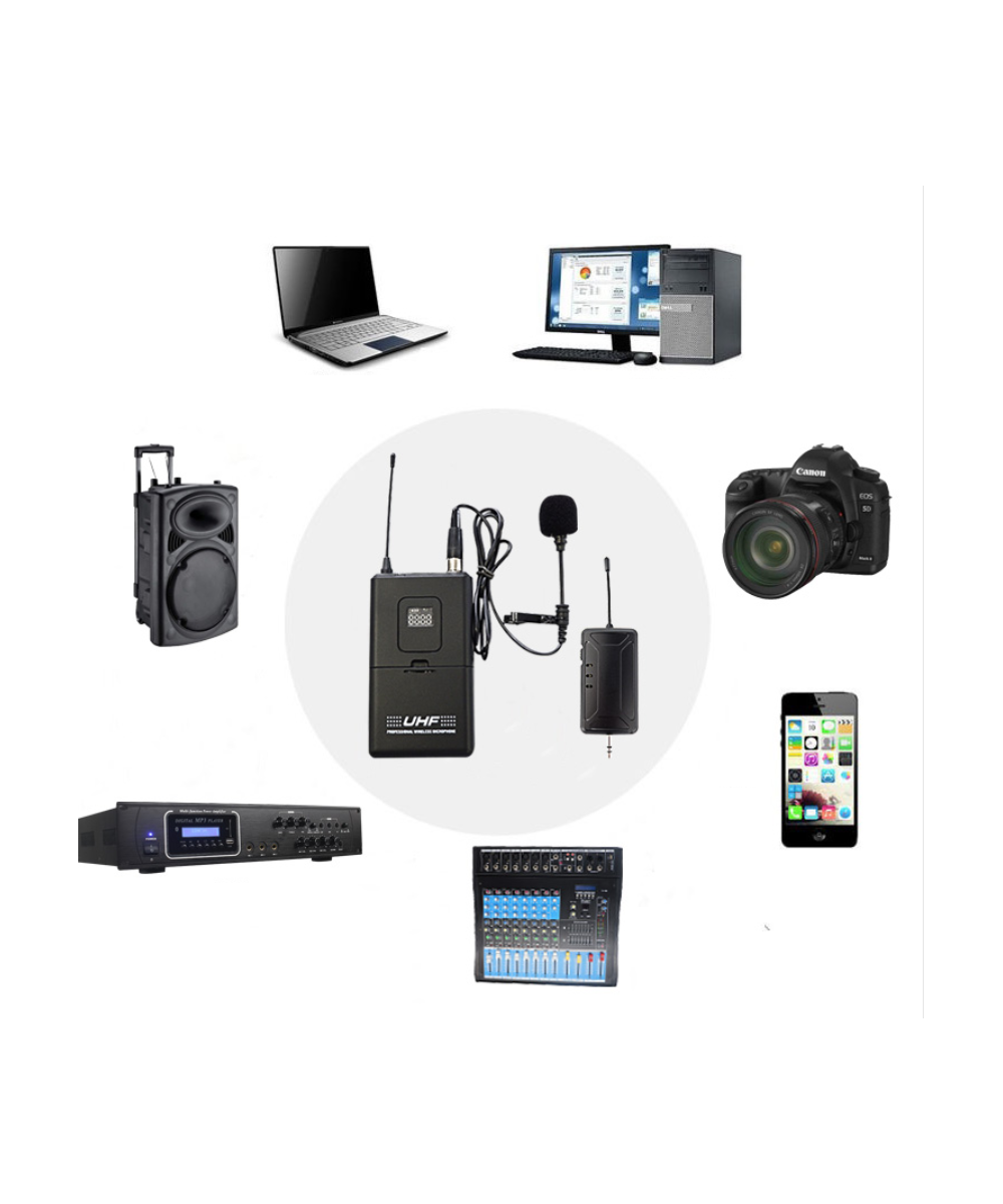 Microfonos Inalambricos M-202 UHF con 1 Receptor 3.5mm y 2 Transmisores