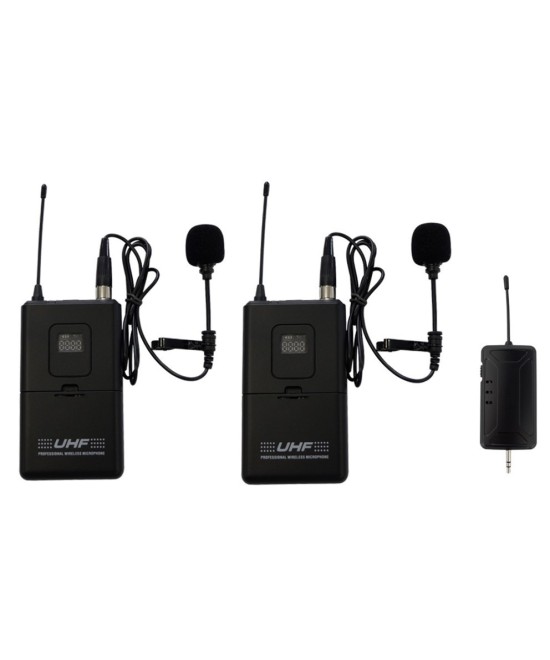 Microfonos Inalambricos M-202 UHF con 1 Receptor 3.5mm y 2 Transmisores