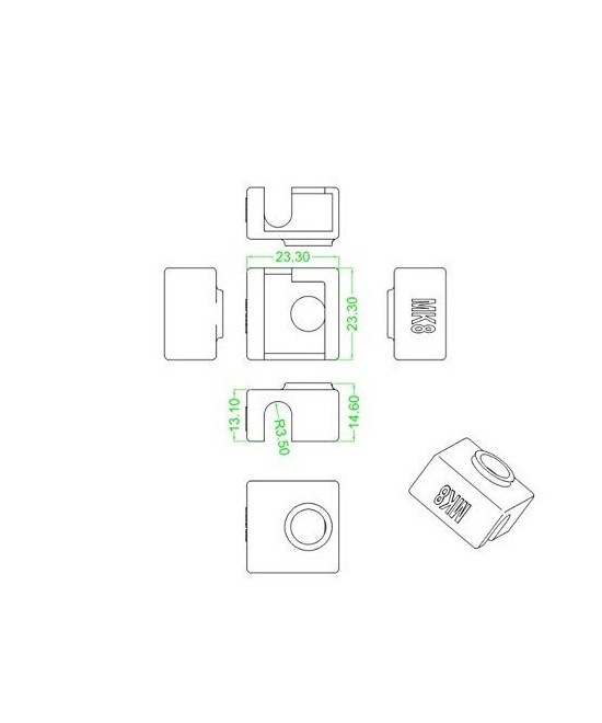 Aislador térmico de silicona para calentador 3D