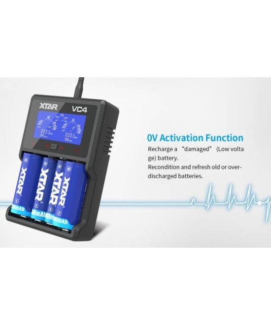Cargador de baterías Xtar VC4 4 espacios