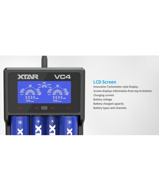 Cargador de baterías Xtar VC4 4 espacios