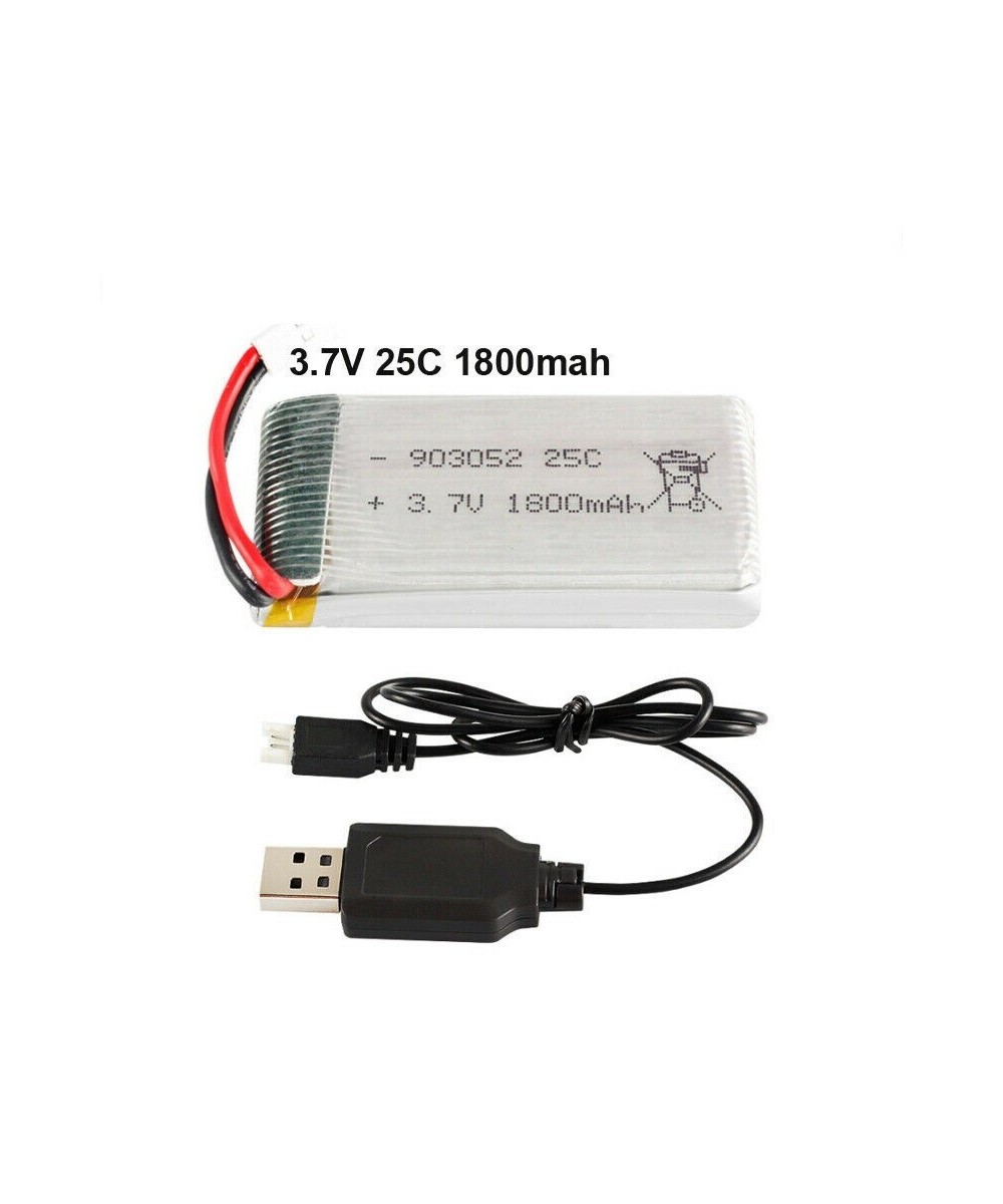 Batería tipo lipo recargable 903052 3.7V para drone 1800MaH con cargador USB