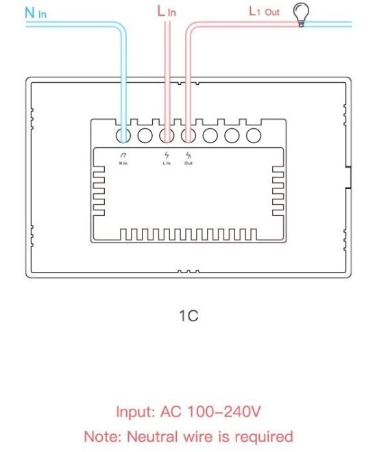 Interruptor Tactil de pared inteligente Wifi Sonoff T0US