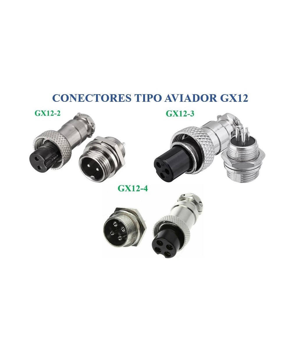 Conectores GX12 tipo aviador 12mm