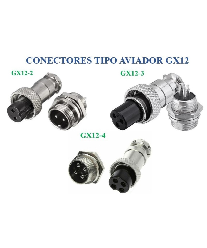Conectores GX12 tipo aviador 12mm