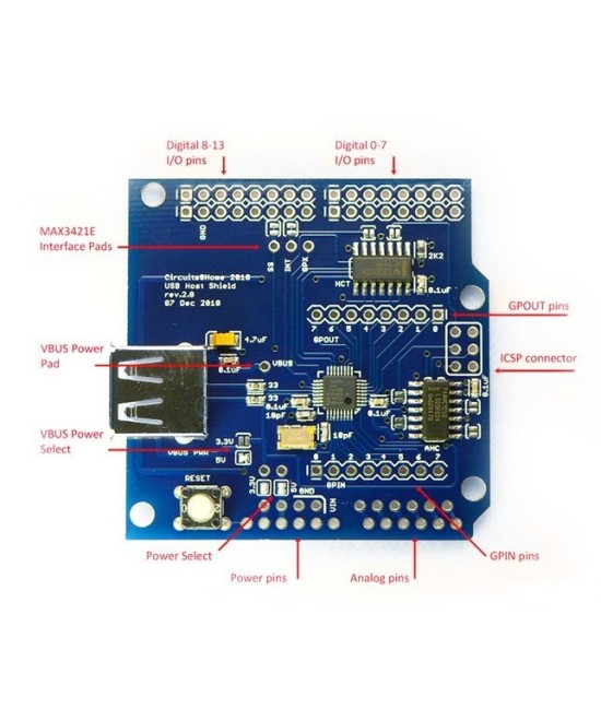 USB Host Shield 2.0 compatible con Google ADK para UNO/mega