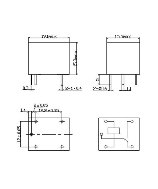 Mini Rele 5V/12V/24V 10A para PCB