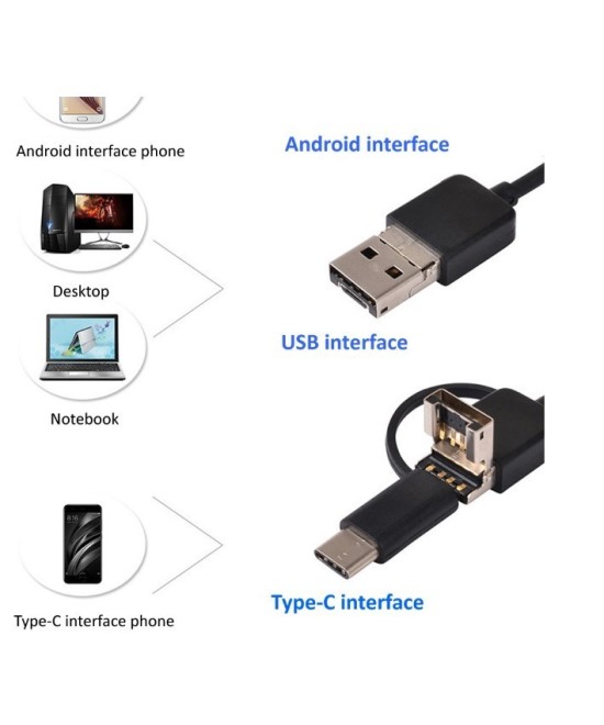 Endoscopio digital 3 en 1 con camara y luz 5m