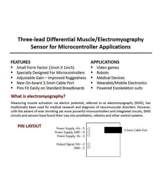 Sensor de señal muscular de Electromiografía EMG