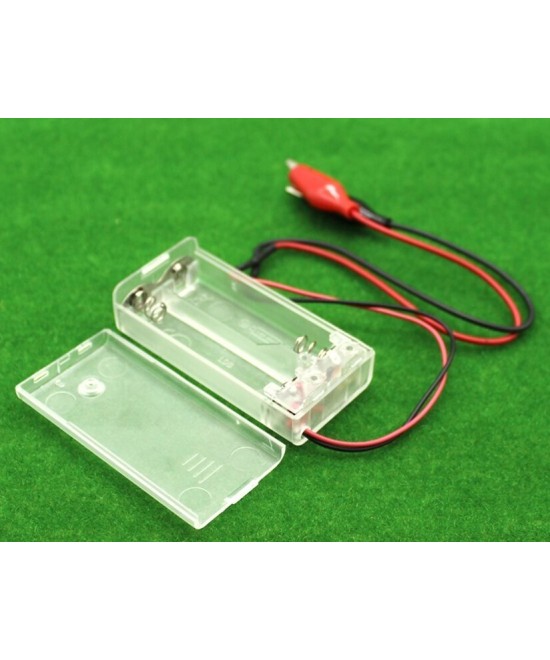 Contenedor de 2 baterías AA con puntas de cocodrilo