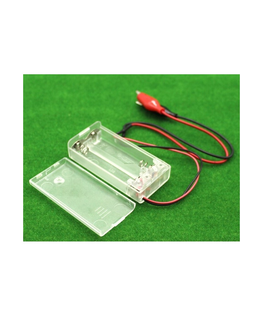 Contenedor de 2 baterías AA con puntas de cocodrilo