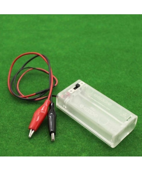 Contenedor de 2 baterías AA con puntas de cocodrilo