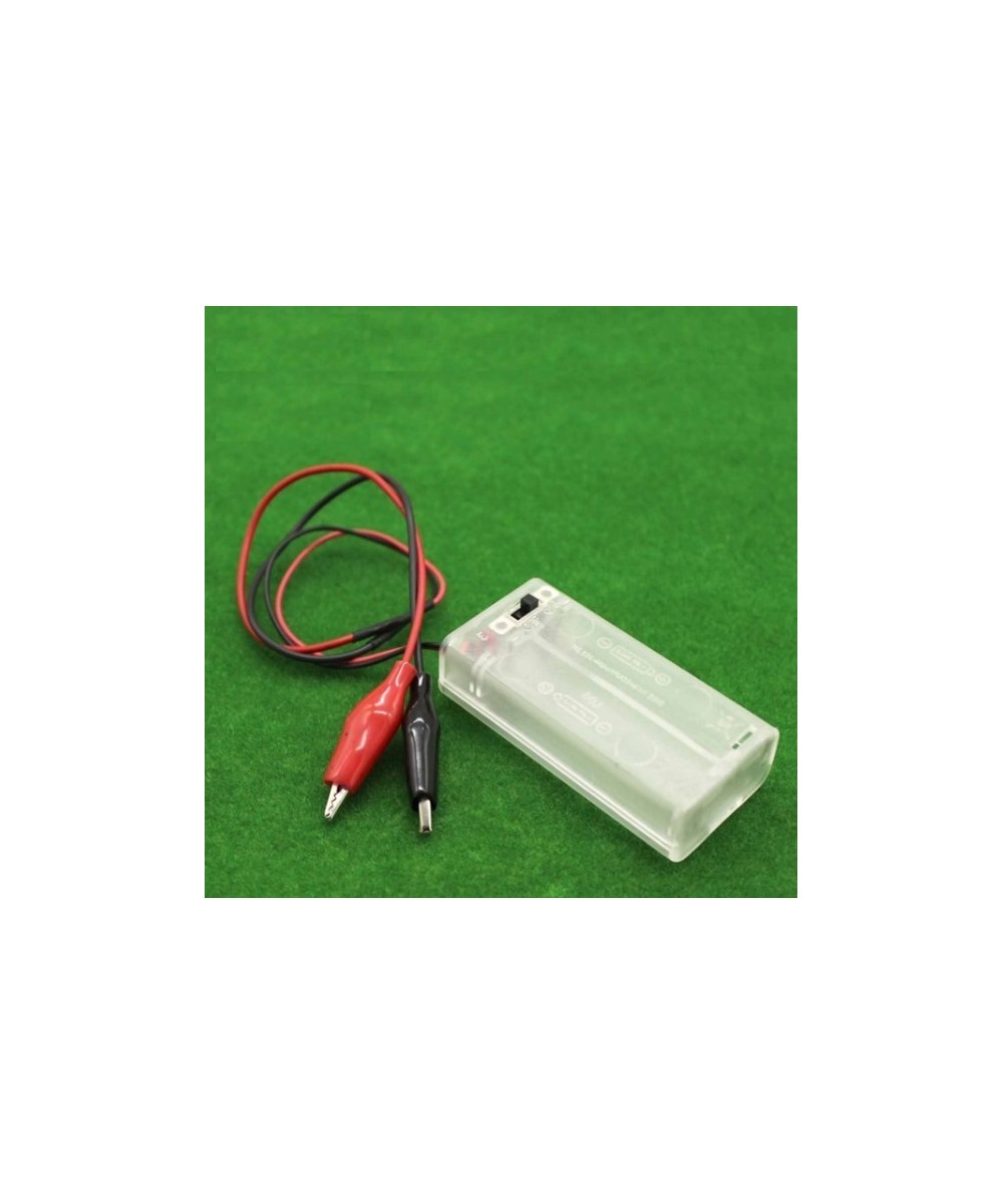 Contenedor de 2 baterías AA con puntas de cocodrilo