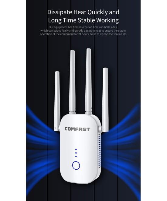 Amplificador y repetidor wifi dualband Comfast 2.4 / 5.8GHZ 1200mbps CF-WR758AC