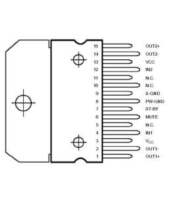 Amplificador de Audio TDA7297 AB 15w(multiwatt)
