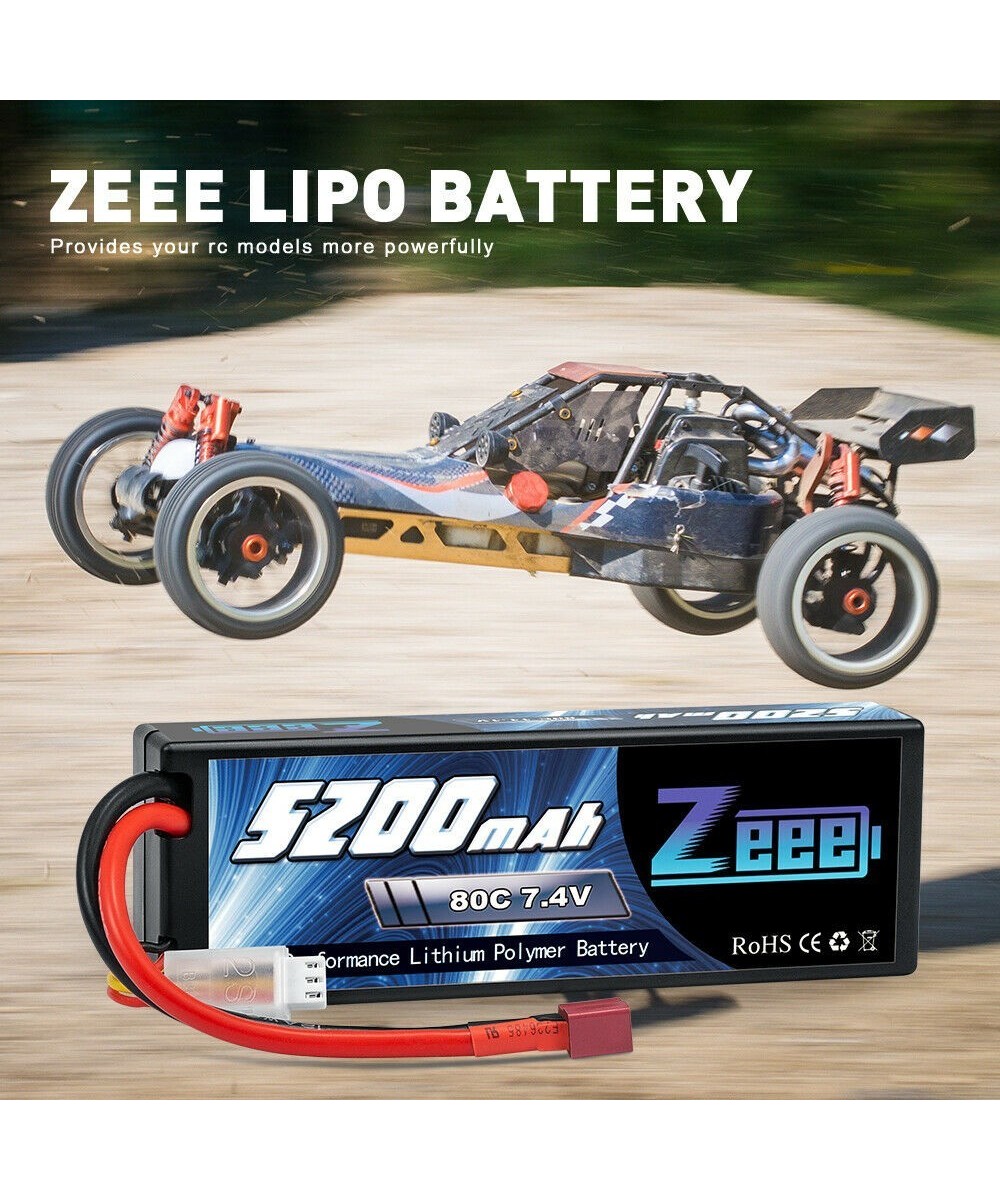 Batería tipo lipo recargable Zeee 7.4V 5200 / 6000mah 80C 2S