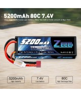 Batería tipo lipo recargable Zeee 7.4V 5200 / 6000mah 80C 2S