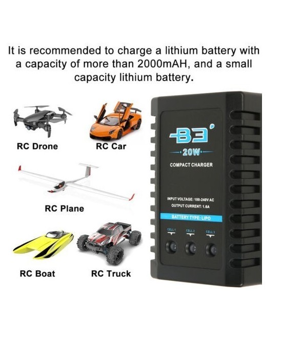 Cargador de bateria 2S, 3S 7.4V/11.1V B3 20W COMcharger
