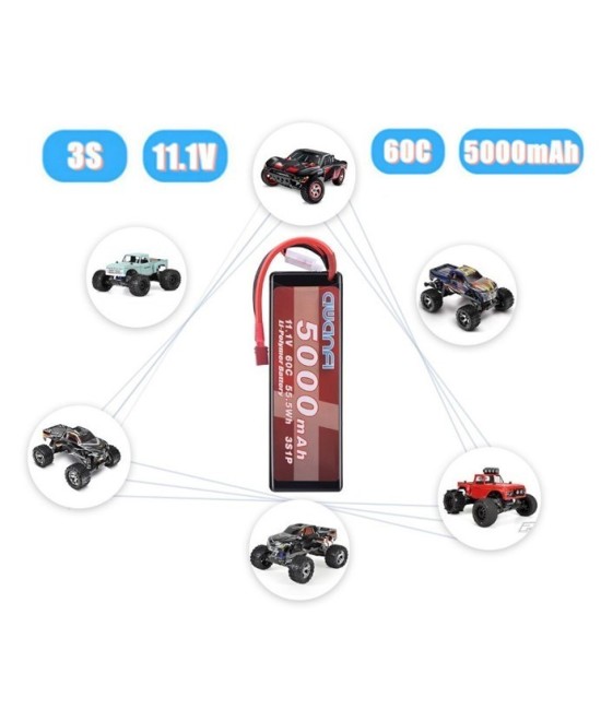 Batería tipo LiPo recargable 11.1V 60C 5000mAh 55.5Wh 3S1P AWANFI