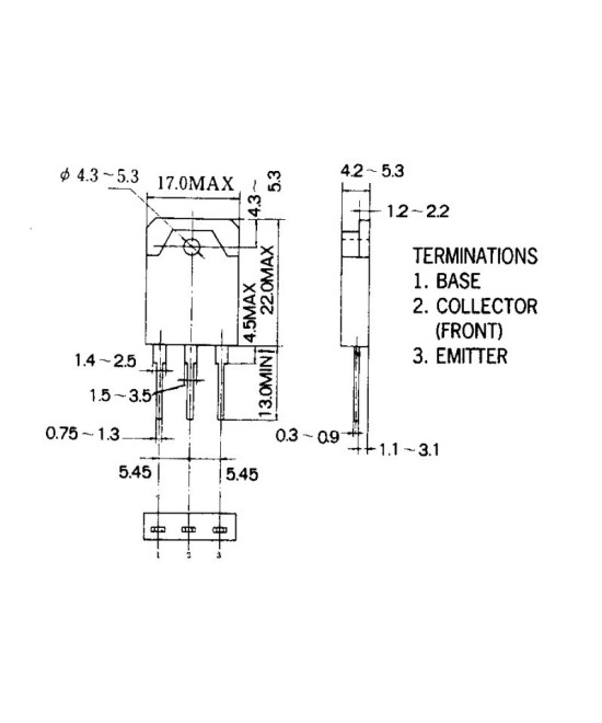 Transistor PNP A1491 200V 10A