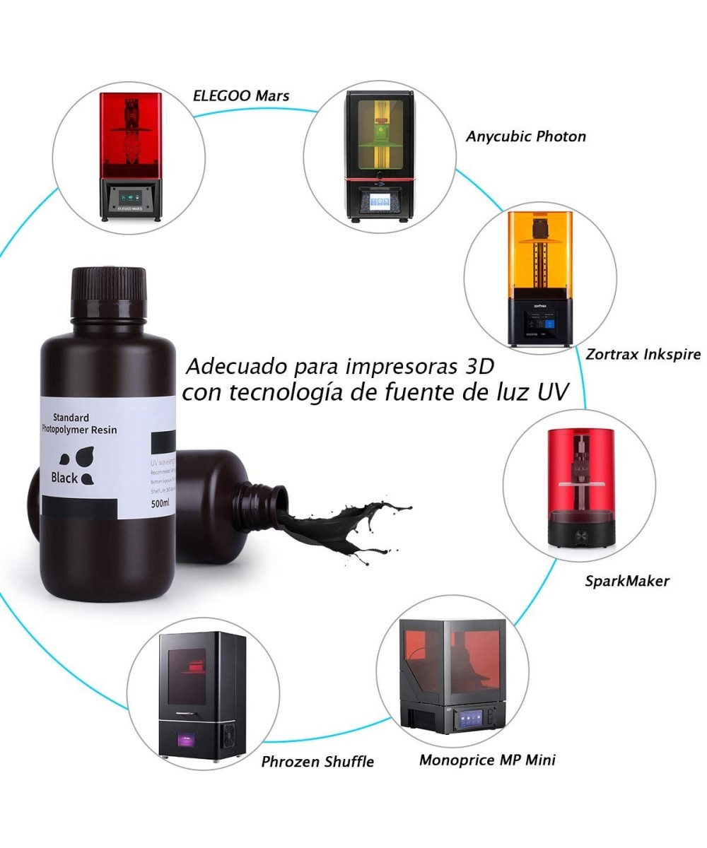 Resina de fotopolímero de curado UV ELEGOO 500g 405nm para impresoras 3D