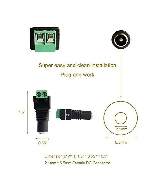 Conector DC 2.1mm interior x 5.5mm exterior hembra - macho (2U)
